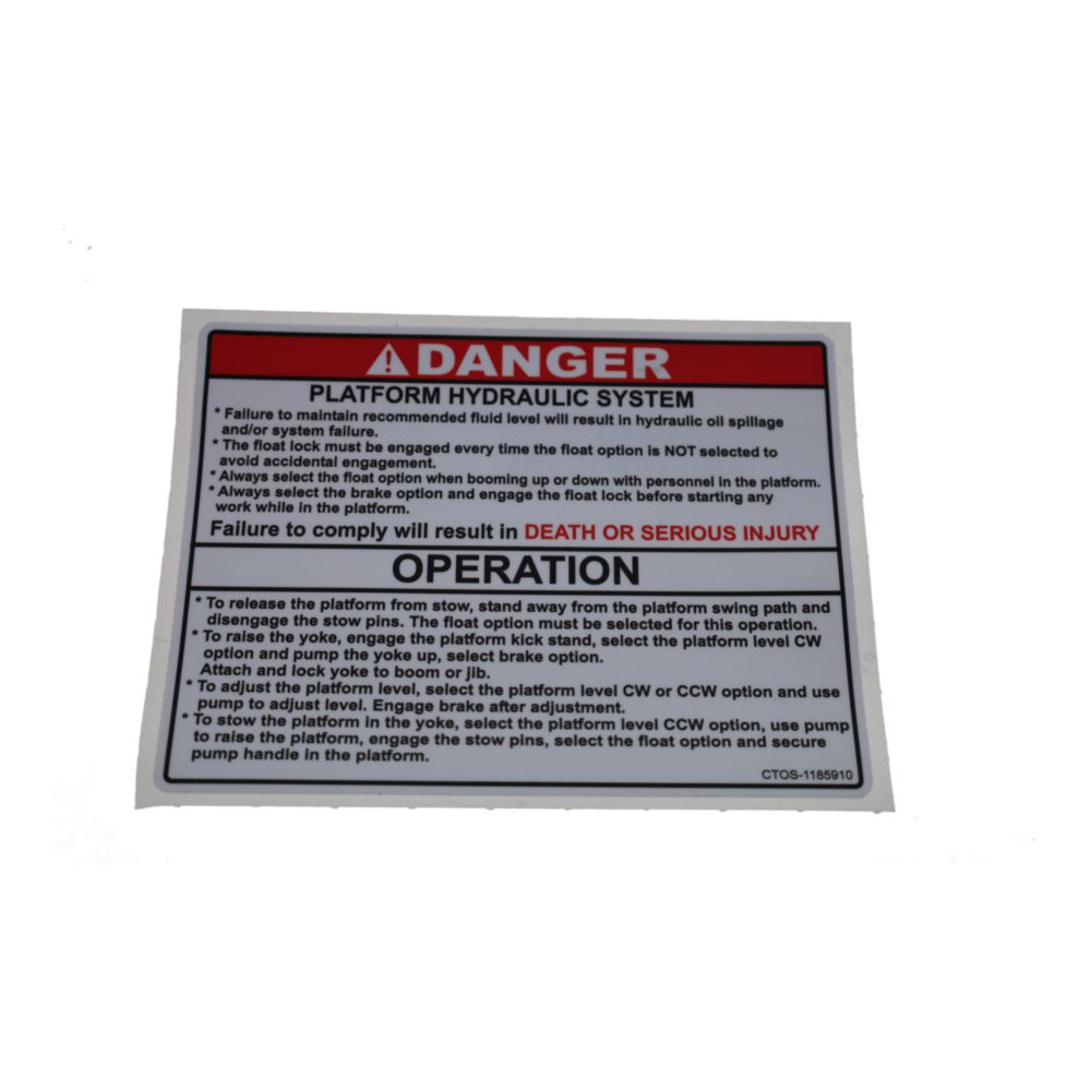 DECAL, PLTF OPRTN GRAVITY LVL