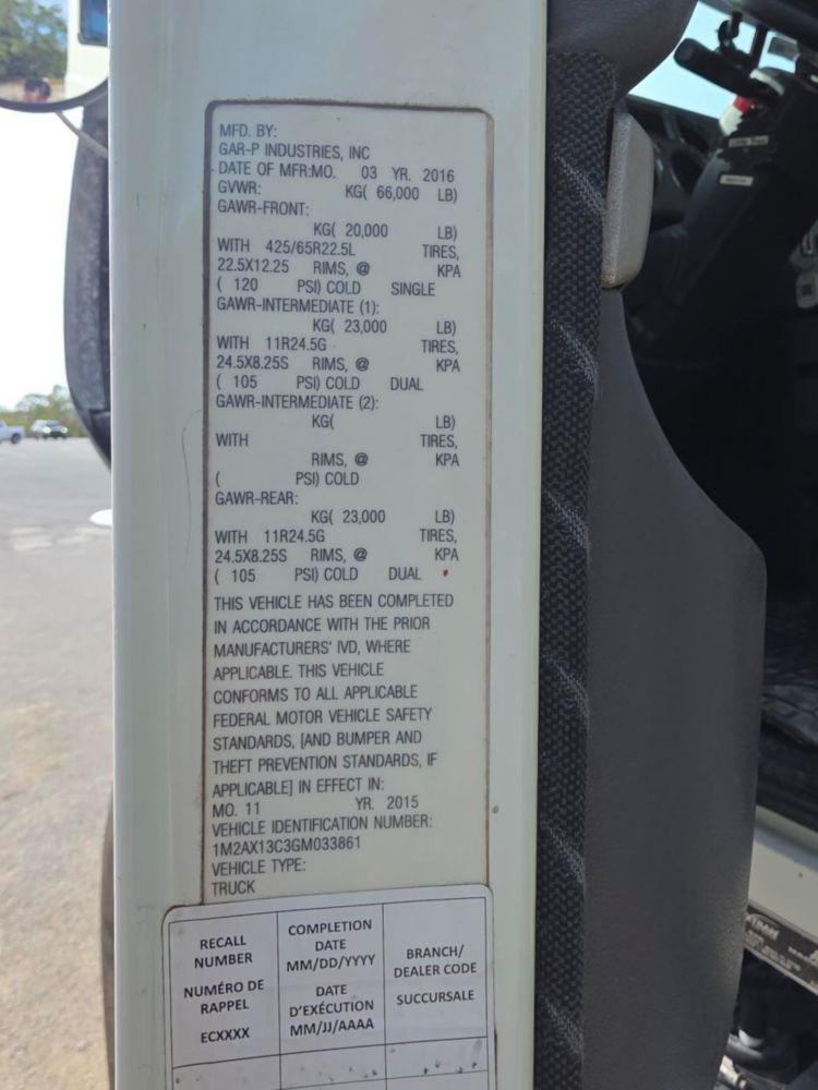 2016 Mack Granite GU-813 Automatic Tri-Axle Dump Truck
