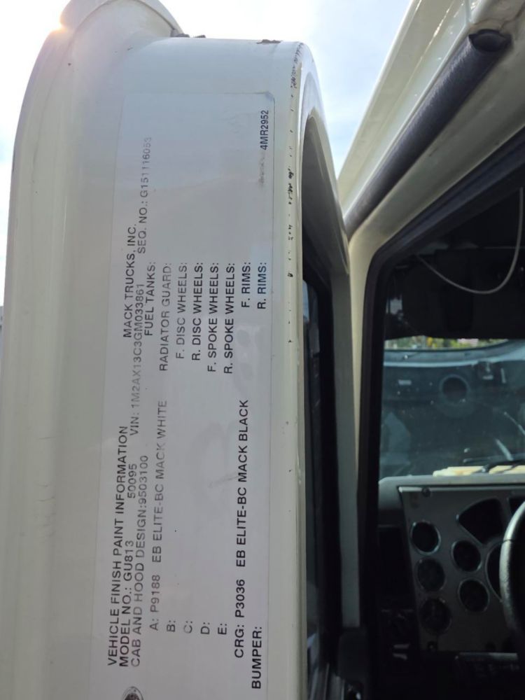2016 Mack Granite GU-813 Automatic Tri-Axle Dump Truck
