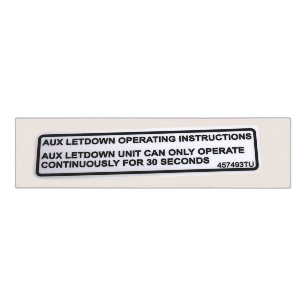 DECAL, AUX LET DOWN INST