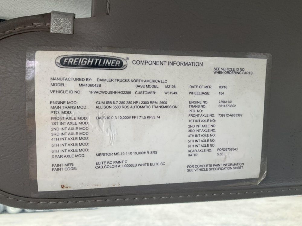 2017 Freightliner M2 4x2 "Under CDL" Posi-Plus 800-40 Bucket Truck