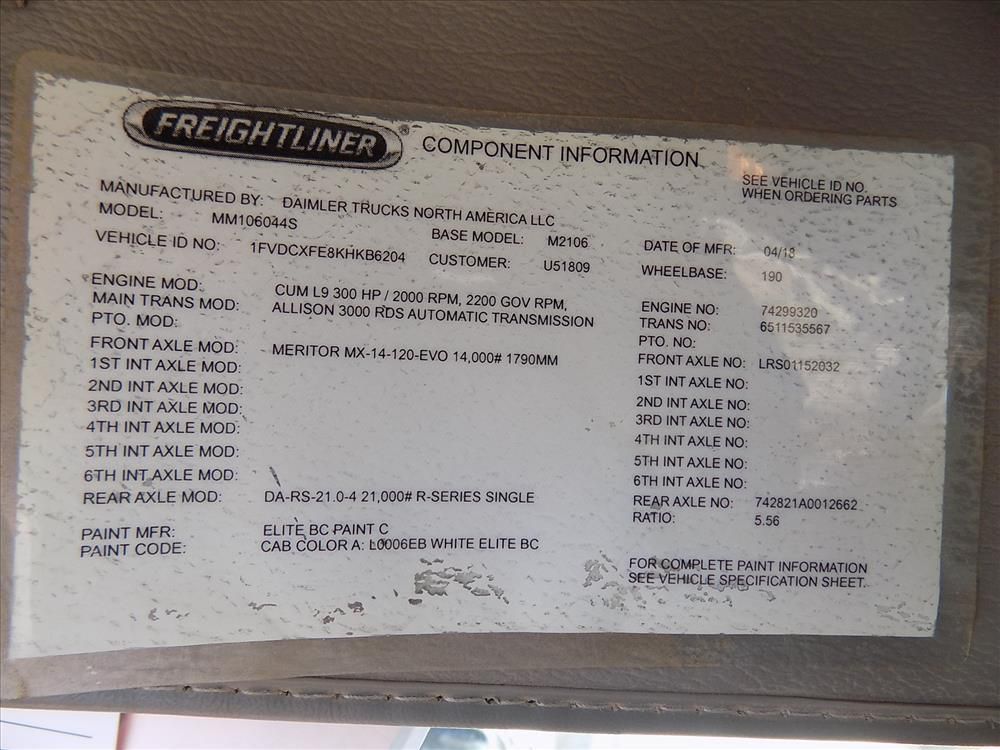 2019 Freightliner M2 4x4 Terex TC-55 Bucket Truck