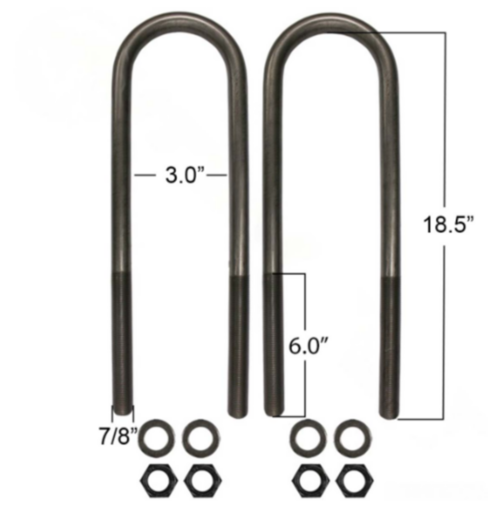 Automann U Bolt Kit RND 7/8in X 3in X 10-1/2in