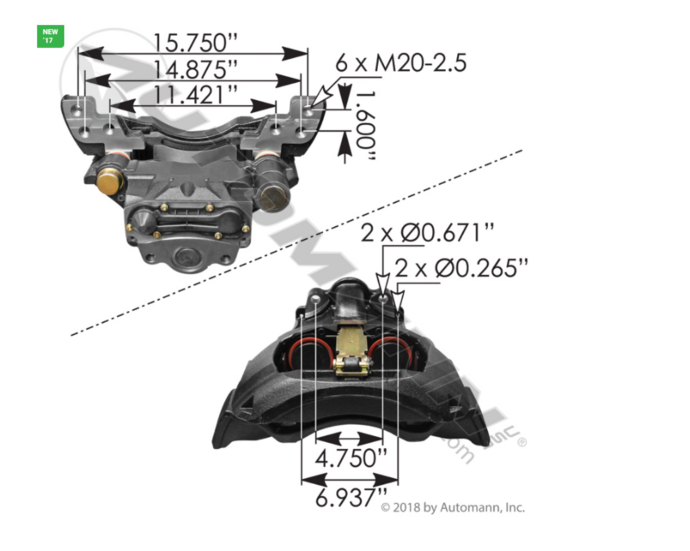 Automann Air Disc Brake Caliper w/Carrier ADB22X