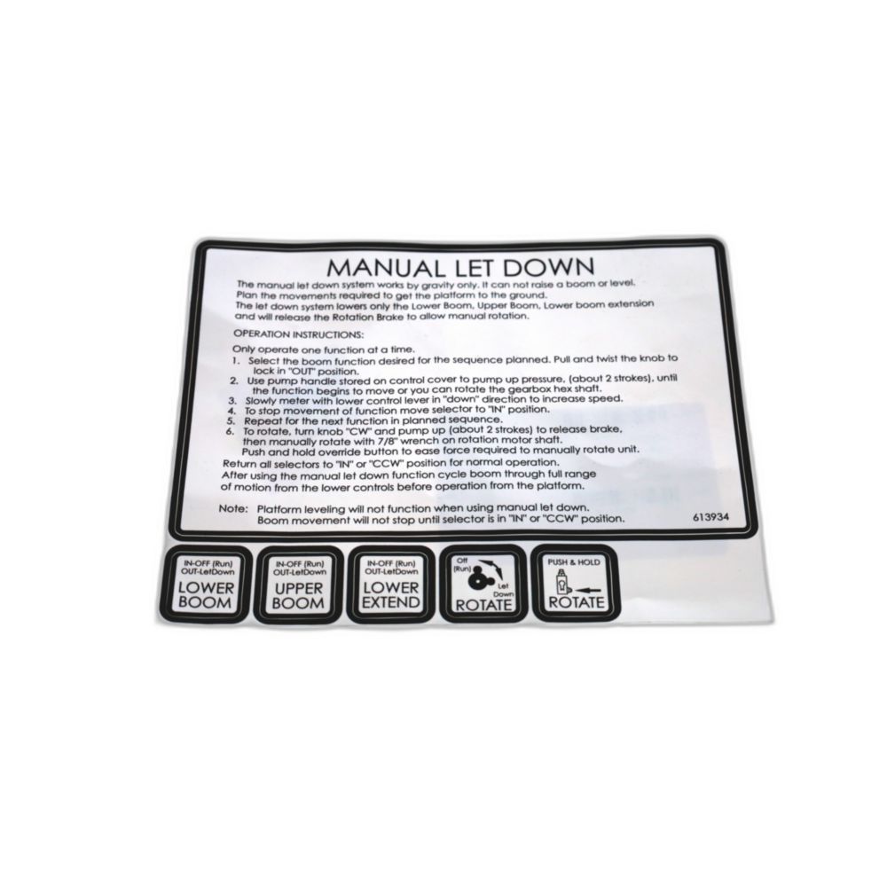 DECAL, MANUAL LET DOWN