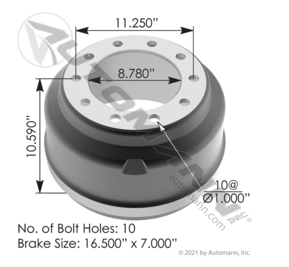 Automann Brake Drum 16.500in X 7.000in