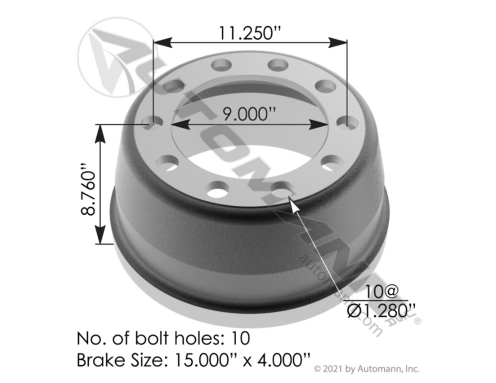 Automann Brake Drum 15.000in X 4.000in