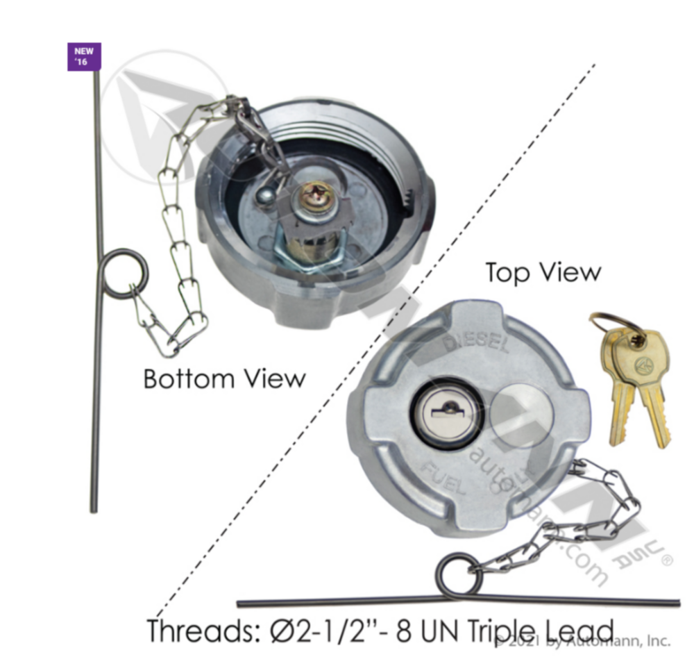 Automann Fuel Cap 2-1/2in Locking Freightliner