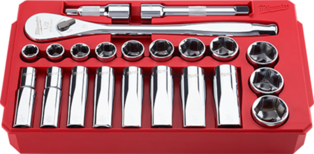 Milwaukee 22 pc 1/2" Drive SAE Ratchet & Socket Set