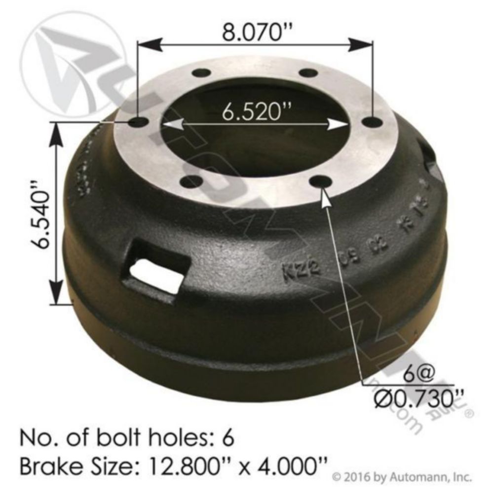 Automann Brake Drum 325MM X 100MM