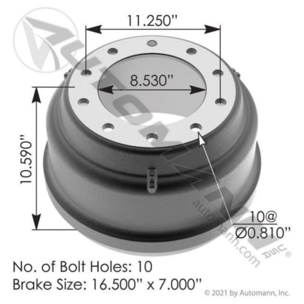 Automann Brake Drum 16.500in X 7.000in