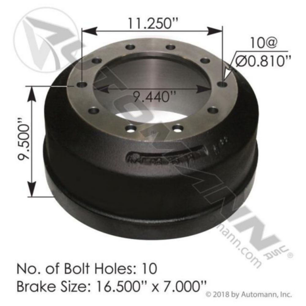 Automann Brake Drum 16.500in X 7.000in