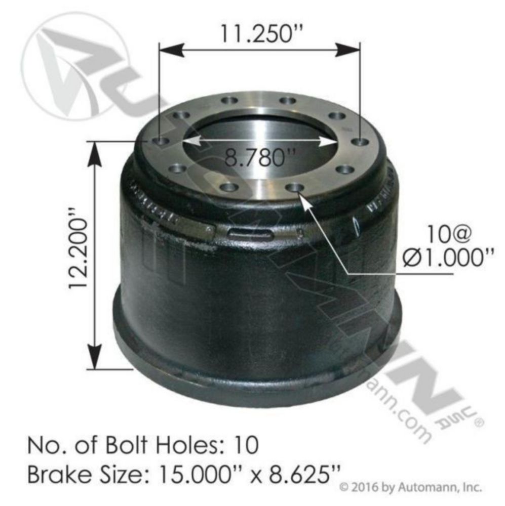 Automann Brake Drum 15.000in X 8.625in