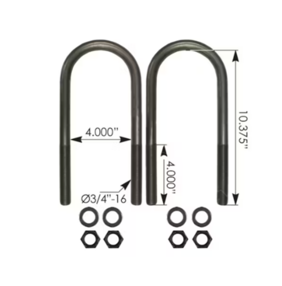 Automann U Bolt Kit 3/4in X 4in X 10-1/2in Ford