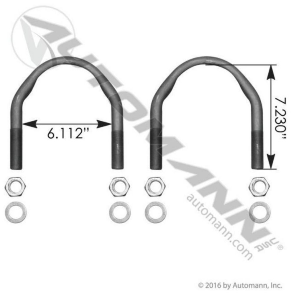 Automann U Bolt Kit F/Semi/RND 7/8 X 6 X 7-1/4in