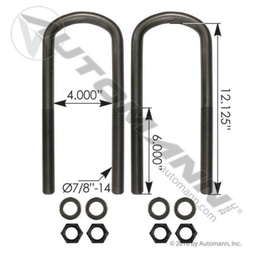 Automann U Bolt Kit 7/8in X 4in X 12-1/8in Ford