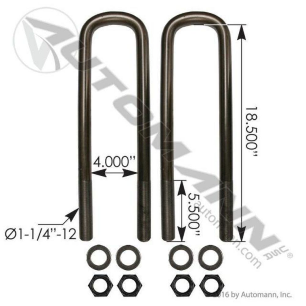 Automann U Bolt Kit 1-1/4in X 4-1/16in X 18-1/2in