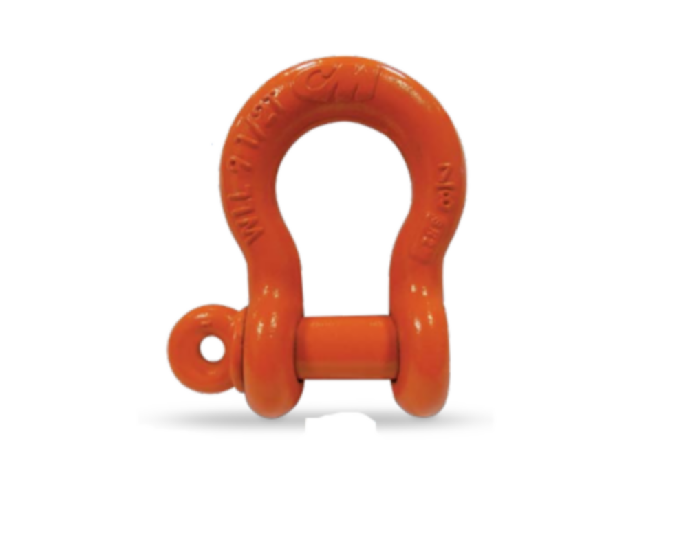 Columbus McKinnon Carbon Shackle Anchor Screw Pin, 1.5-20 ton Working Load Limit, Orange Powder Coated