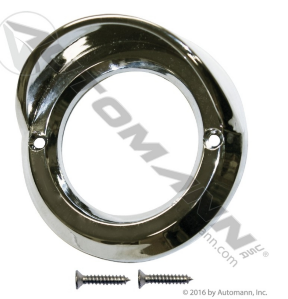Automann Light Bezel w/Visor 2in Chrome Plastic