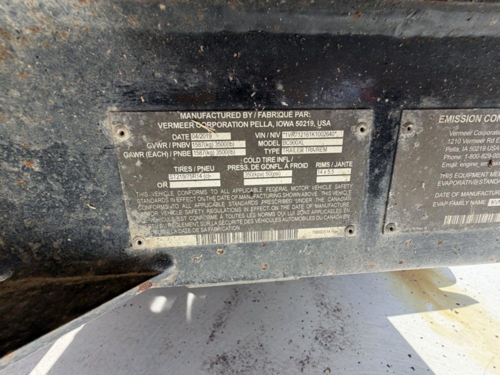 2019 Vermeer BC-900XL Brush Chipper