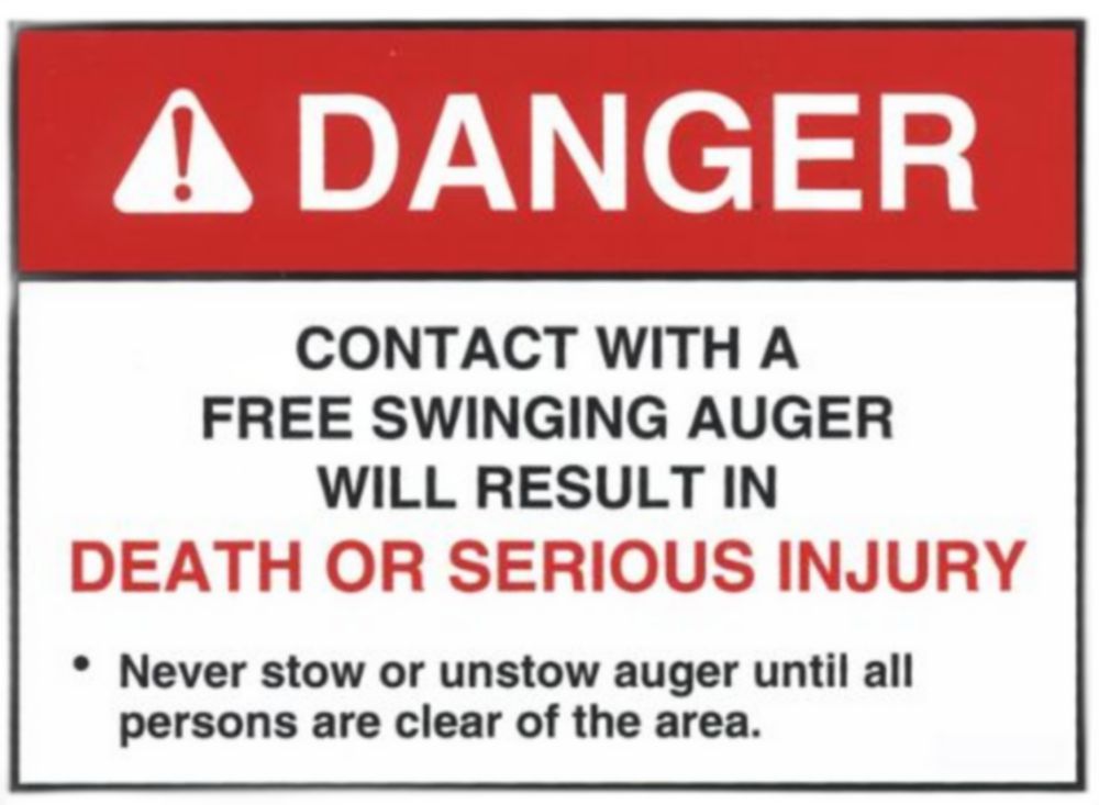 DECAL DANGER FREE SWINGING AUG