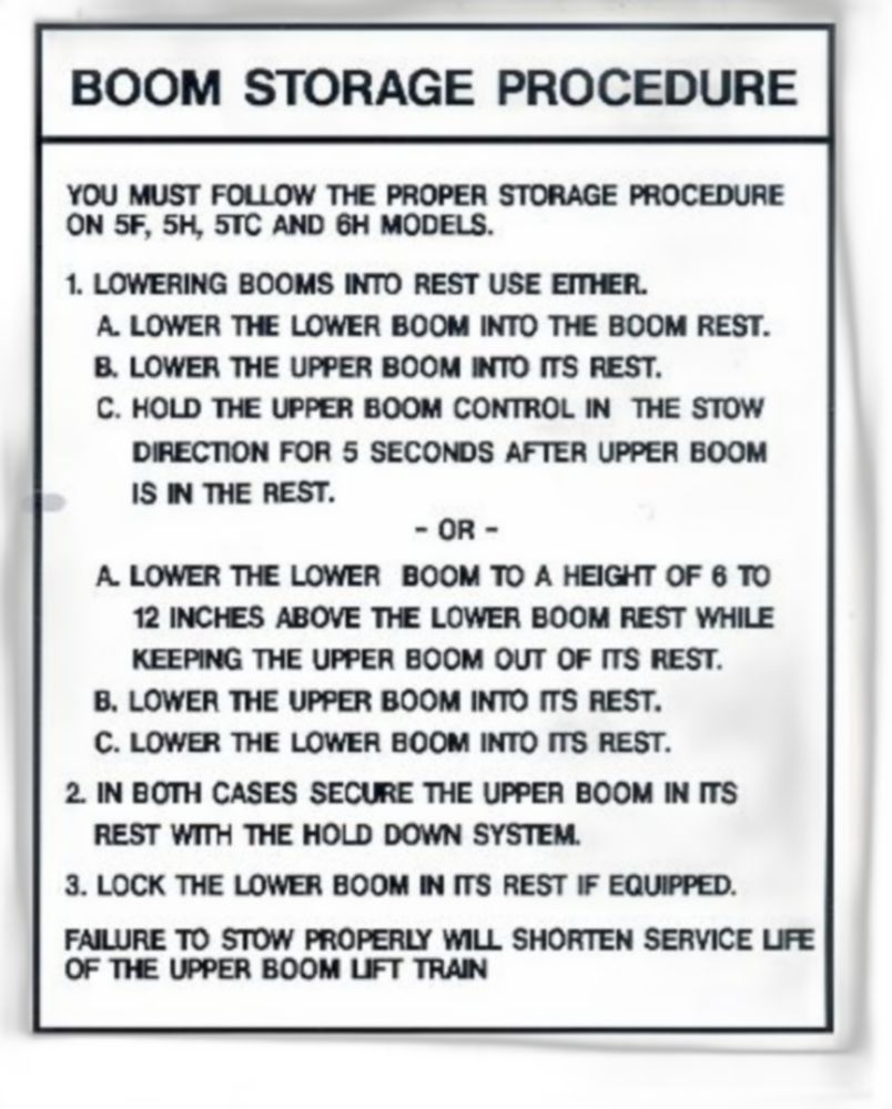 DECAL BOOM STORAGE WARNING