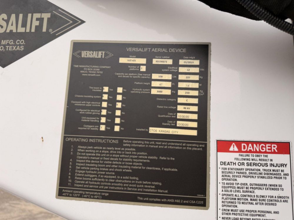 2019 Dodge Ram 5500 4x4 Versalift VST-47-I Material Handler Bucket Truck