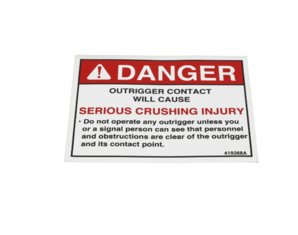 DECAL OUTRIGGER DO NOT OPERATE