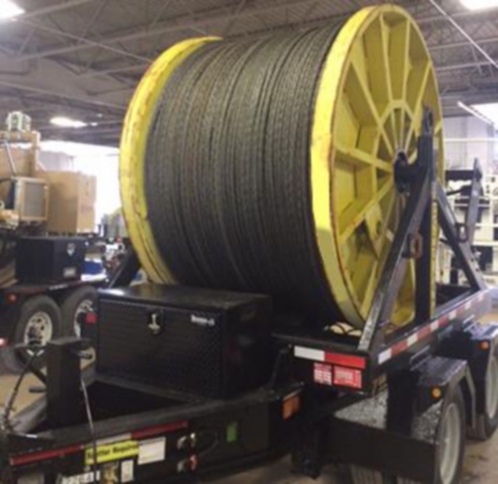 22,000 ft of 7/8 in (22 mm) Steel Rope on Reel