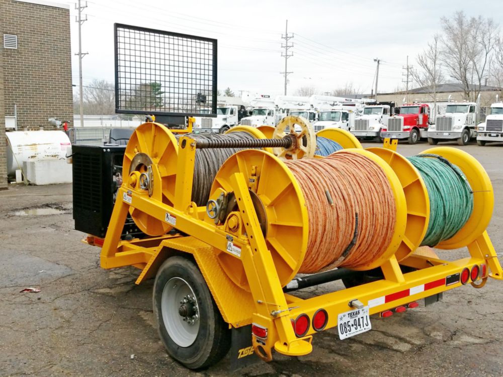 2,000 lbs 8,500 ft of 7/16" rope Four Drum Puller