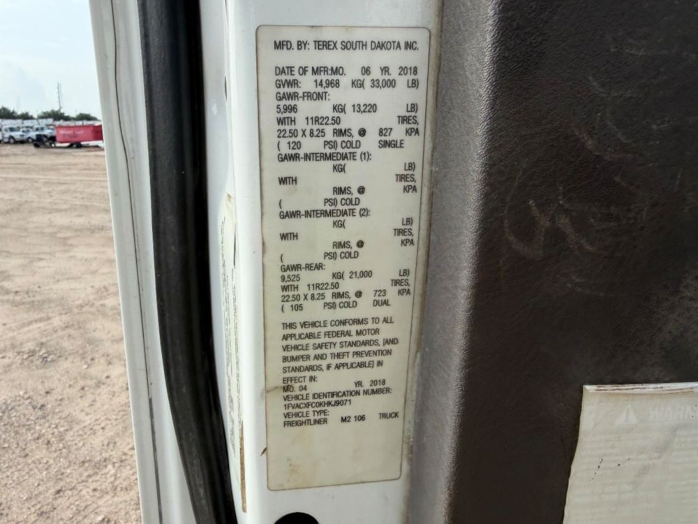 2019 Freightliner M2 4x2 Terex Commander 4047 Digger Derrick Truck