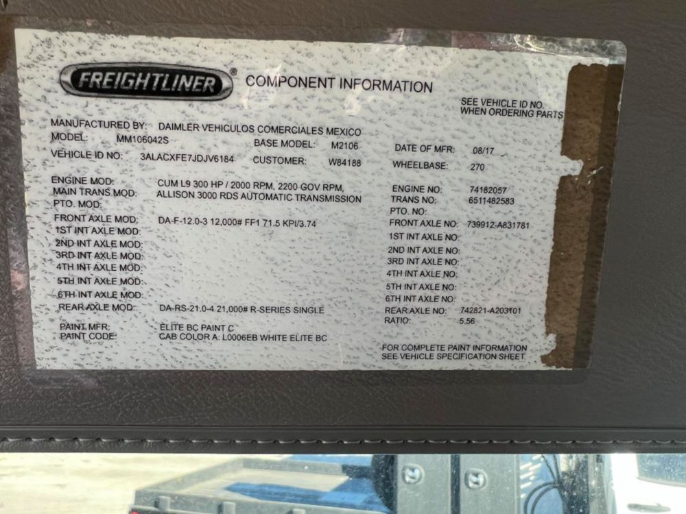 2018 Freightliner M2 4x2 Stellar Shuttle Hook Lift Truck