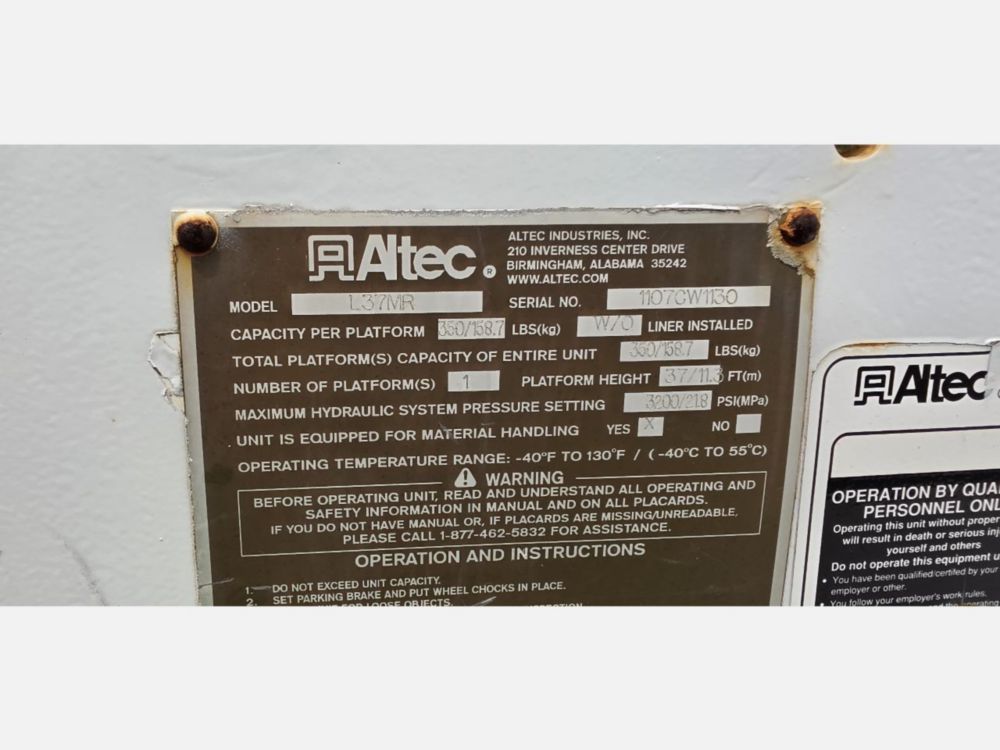 2008 Ford F-550 4x2 ALTEC L-37MR Material Handler Bucket Truck