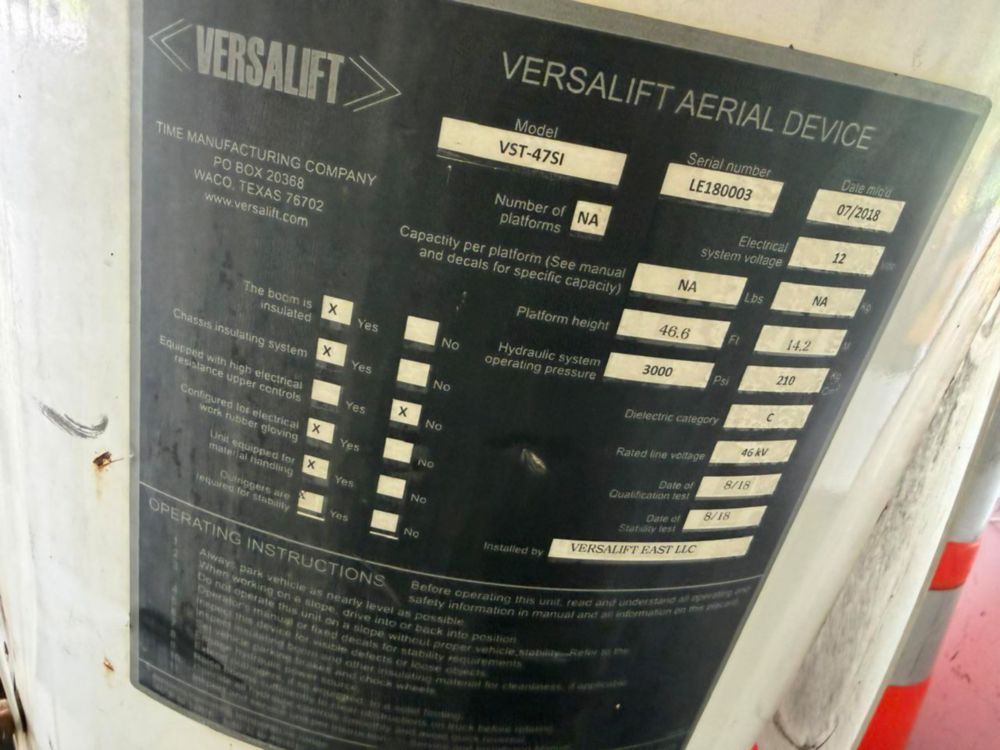 2019 Ford F-550 4x2 Versalift VST-47SI Material Handler Bucket Truck