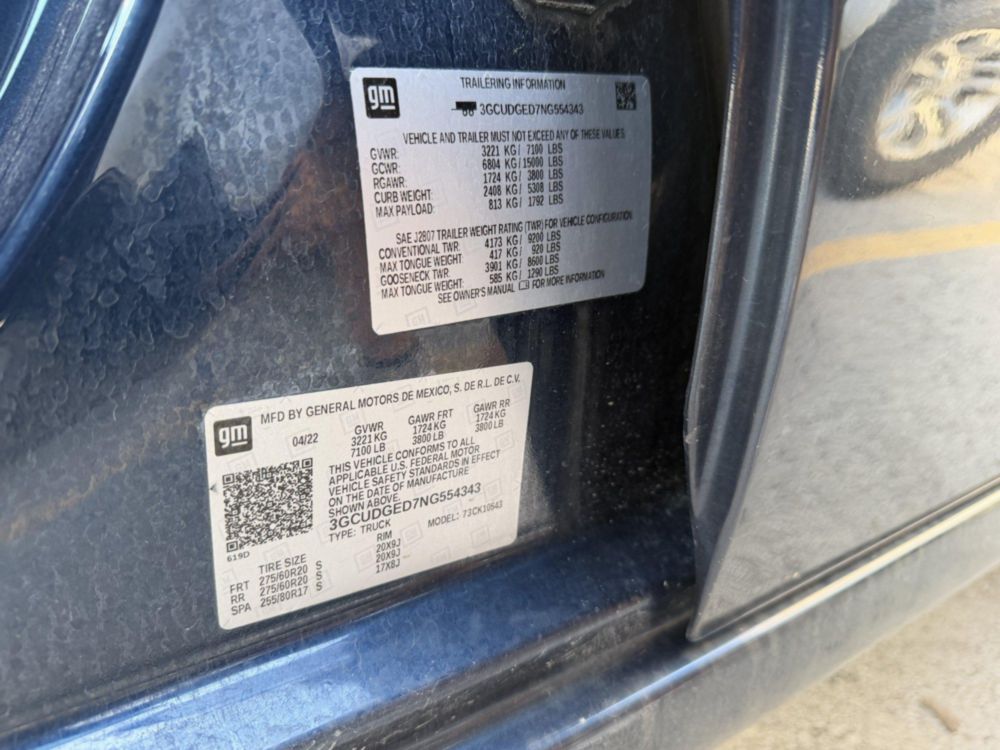 2022 Chevrolet 4 Door 1500 4x4 Pickup Truck