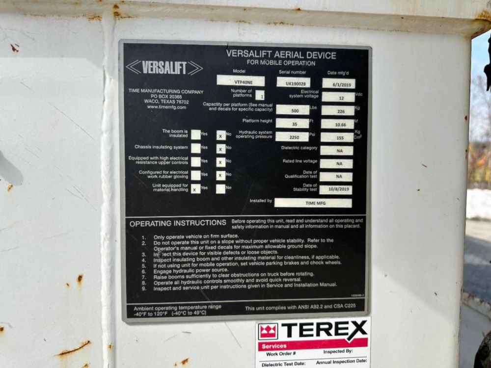  2019 Ford F-750 Diesel 4x2 Versalift VTP-40-NE Cable Placer