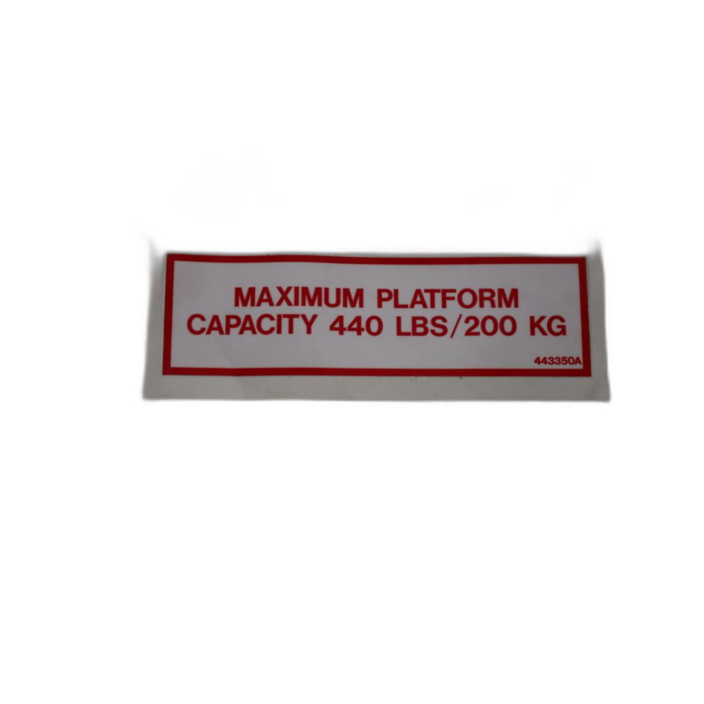 DECAL PLATFORM CAPACITY 440 LB