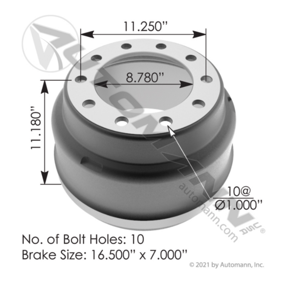 Automann Brake Drum 16.500in X 7.000in