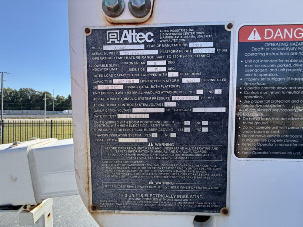 2020 Ford F-550 4x4 Altec AT40G Bucket Truck