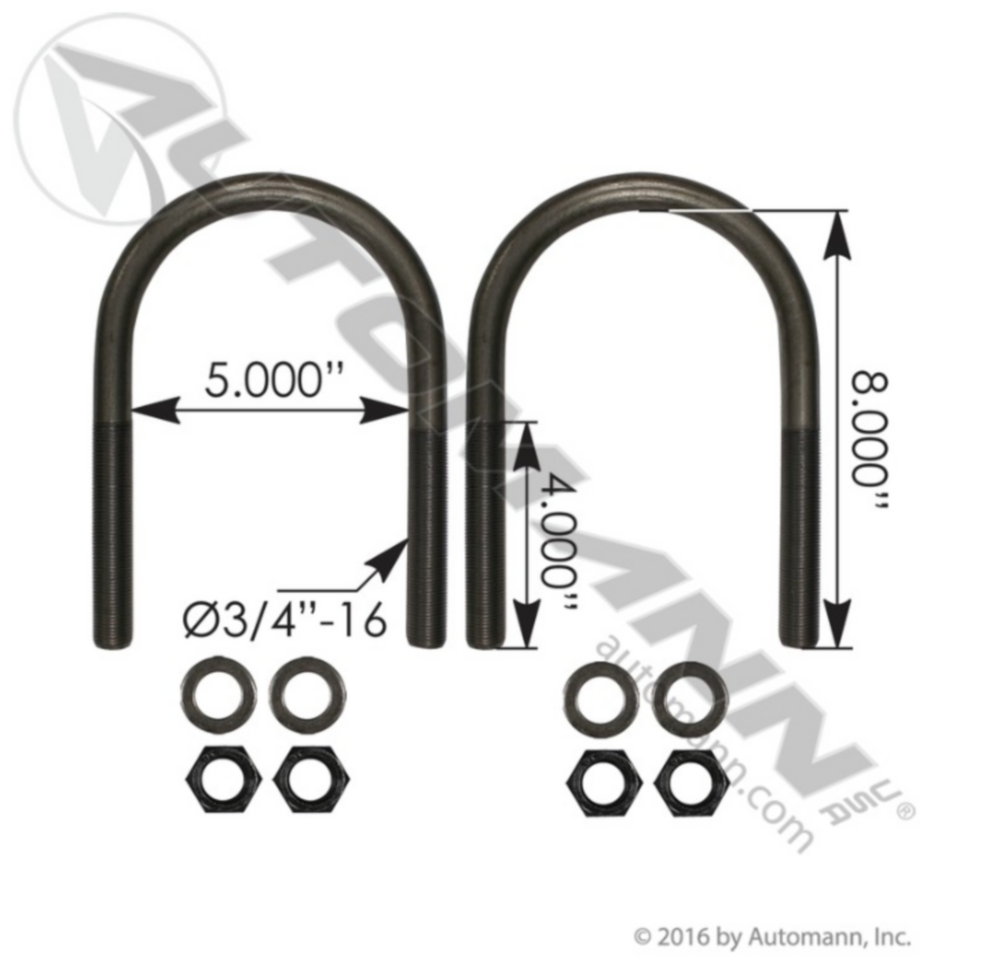 Automann U Bolt Kit 3/4in X 5-1/8in X 8in