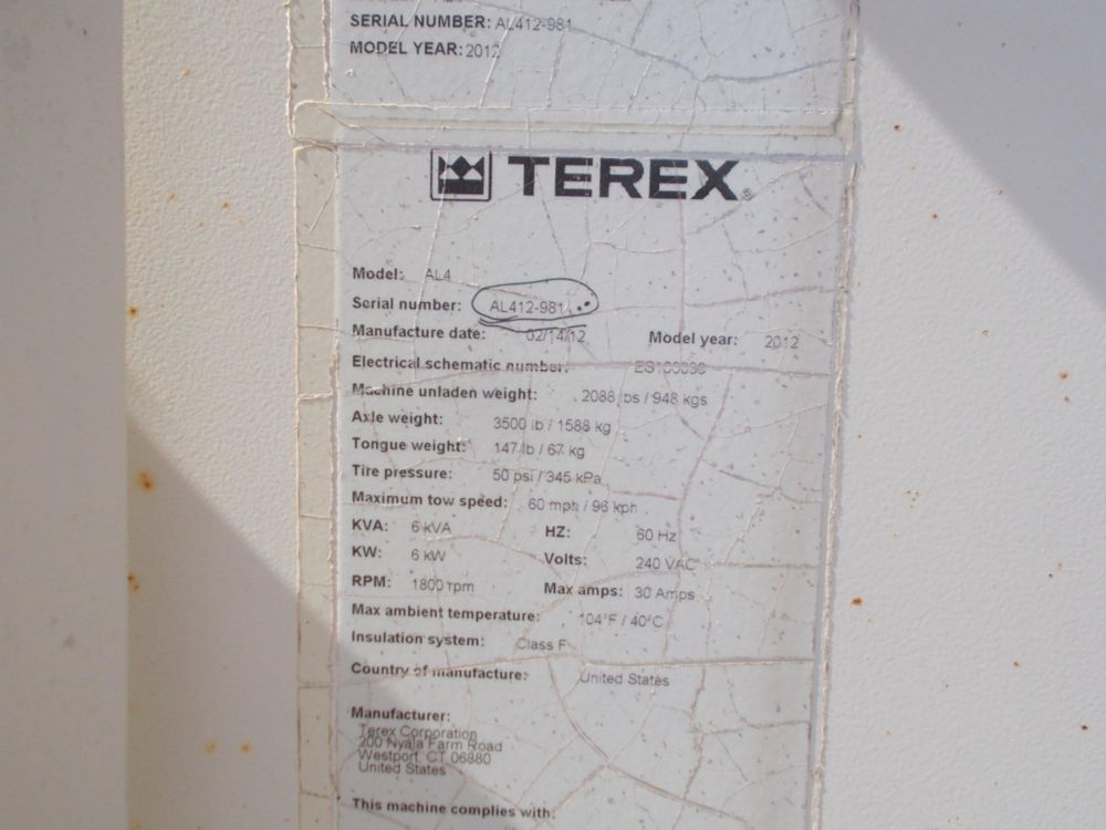 2012 Terex AL-4 Light Tower