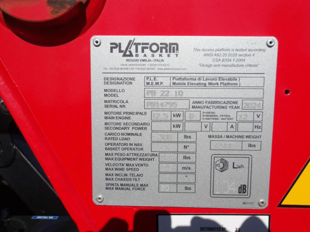 2025 Platform Basket Tracked Lift PB 22.10 72 ft Track Bucket Lift