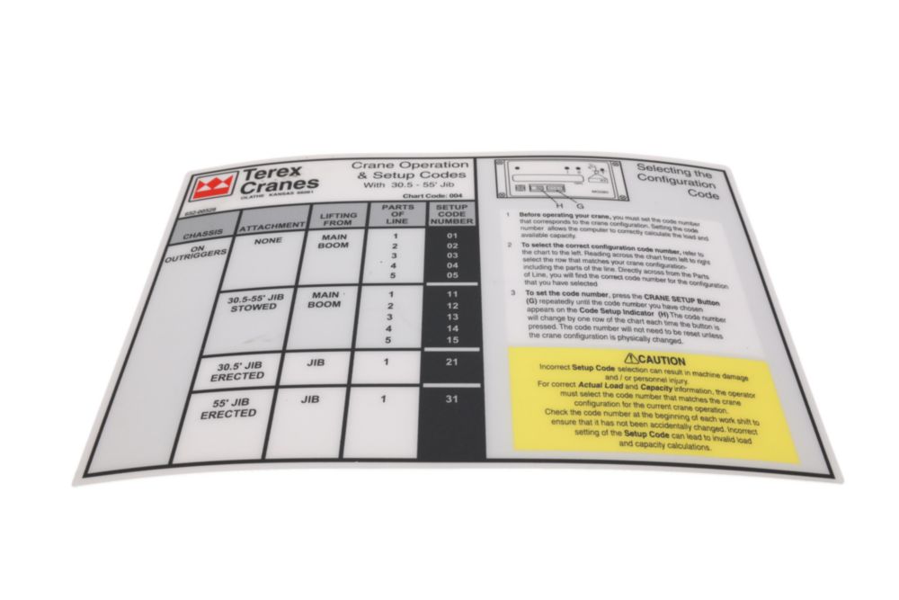 PLACARD,CRANE OPS&SETUP - Custom Truck One Source