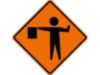 Dicke 48" Superbright Reflective Orange Roll-Up Sign - Flagger Symbol