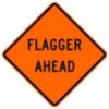 Bone Safety Flagger Ahead Sign, w/ Ribs, Reflective