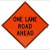 Bone Safety One Lane Road Ahead (RUS) Sign, w/ Ribs