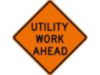Dicke Superbright Reflective Orange Roll-Up Sign - "Utility Work Ahead", 48"