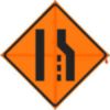 Bone Safety Merge Left (RUS) Sign, Mesh