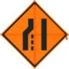 Bone Safety Merge Right (RUS) Sign, w/ Ribs, Mesh