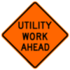 Bone Safety Utility Work Ahead (RUS) Sign, w/ Ribs